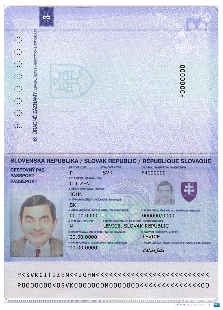 Download Slovakia passport 2012 Photoshop template